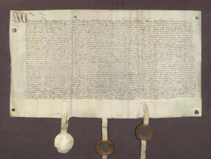 Erbhuldigungsrevers der Dörfer Graben, Liedolsheim und Rußheim gegen den Markgrafen Christoph I. von Baden