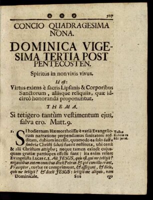 Concio Quadragesima Nona. Dominica Vigesima Tertia Post Pentecosten.
