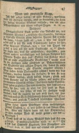 Neun und zwanzigste Klage. Ich soll gesagt haben: es gäbe Gebeter, worinnen man die Heiligen anrufe, ...