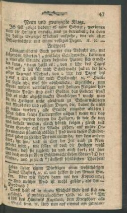 Neun und zwanzigste Klage. Ich soll gesagt haben: es gäbe Gebeter, worinnen man die Heiligen anrufe, ...