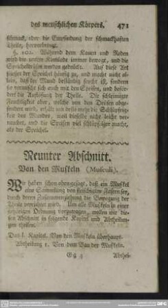 Neunter Abschnitt. Von den Muskeln. (Musculi)