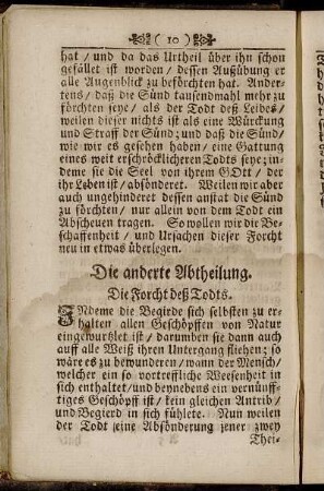 Die anderte Abtheilung. Die Forcht deß Todts