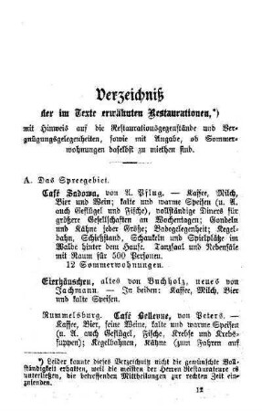 Register: Verzeichniß der im Texte erwähnten Restaurationen