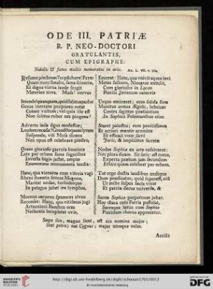 Ode III: Patriae