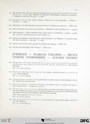 Juweelen – paarlen colliers – bijoux vitrine voorwerpen – gouden doozen (Nr. 200-236)