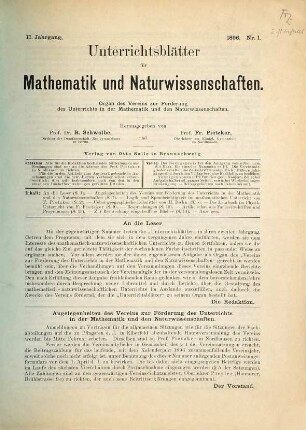 Unterrichtsblätter für Mathematik und Naturwissenschaften. 2. 1896