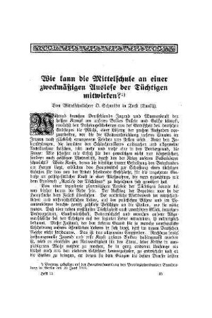 Wie kann die Mittelschule an einer zweckmäßigen Auslese der Tüchtigen mitwirken?