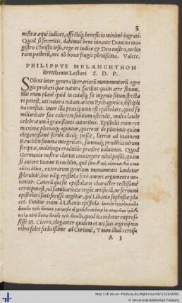 Philippus Melanchthon Bretthanus Lectori S. D. P.