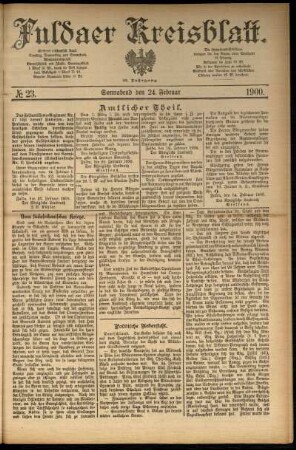 Erste Ausgabe vom Samstag, den 24. Februar 1900.