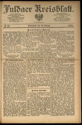 Erste Ausgabe vom Samstag, den 24. Februar 1900.