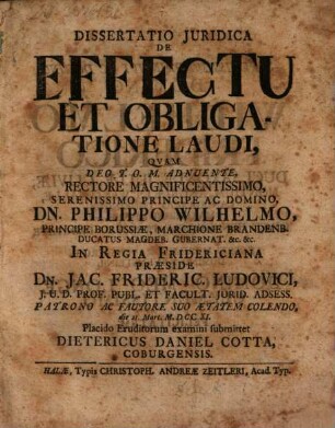 Diss. iur. de effectu et obligatione laudi