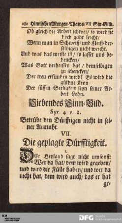 Siebendes Sinn-Bild. Die geplagte Dürfftigkeit.