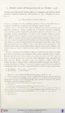 1. Martini buceri ad Hessum Epistola (9. Oktober 1534)