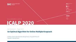An Optimal Algorithm for Online Multiple Knapsack: Q/A Session A - Paper A2.B