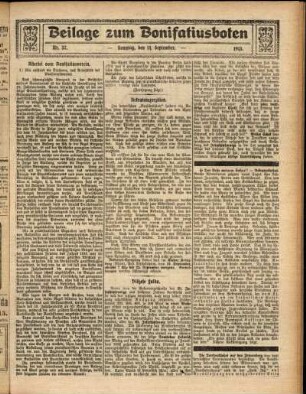 Zweite Ausgabe vom Sonntag, den 14. September 1913.