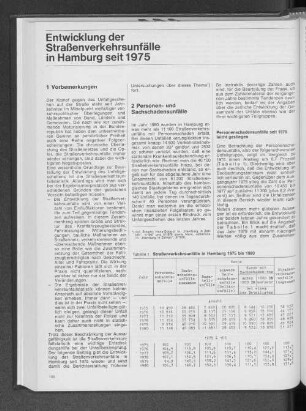 Entwicklung der Straßenverkehrsunfälle in Hamburg seit 1975