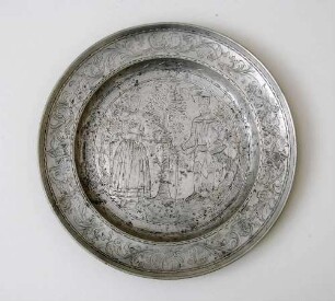 Teller mit Bergmannspärchen