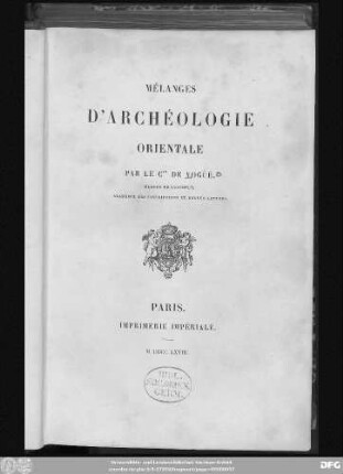 Mélanges d'archéologie orientale