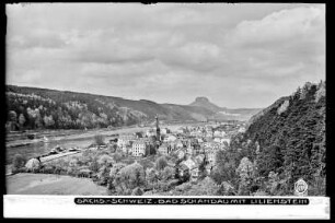 Sächsische Schweiz, Blick auf Bad Schandau an der Elbe mit Lilienstein