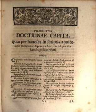 Dissertationum de haeresiologia seculi post Christum Natum primi et secundi ... ogdoas, Diss. II.. De illis doctrinae capitibus praecipuis, quae per haereses in scriptis apostolicis memoratas depravata sunt ...