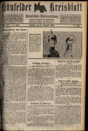 Dritte Ausgabe vom Samstag, den 16. November 1929.