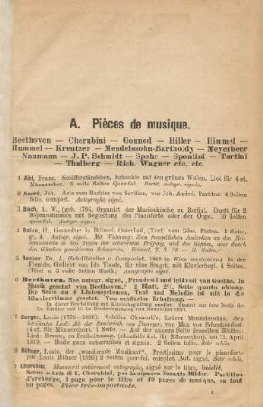 A. Pièces de musique