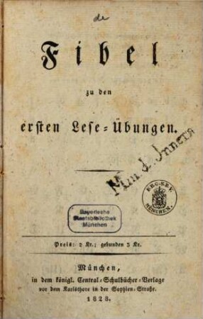 Fibel zu den ersten Lese-Übungen