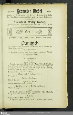 Heft 11. Panitzsch, Plösitz, Döbitz, Dewitz, Sehlis, Cunnersdorf