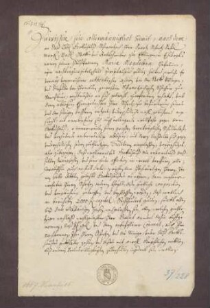 Vertrag zwischen dem Abt des Klosters Schwarzach und dem Stadtschreiber Franz Schentz zu Ettlingen wegen einer von Hornmolden herrührenden Forderung an das Kloster Schwarzach