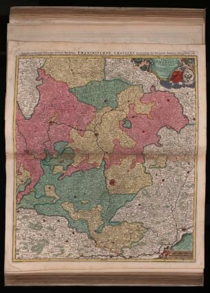 Circuli Franconiae Pars Orientalis Et Potior Novissimè delineata : quam Illustrißimis Generosißimis ac Excellentißimis Dn Dn Toti. Circ. Francon. Legatis pro Salute publ. Norimbergae congregatis Dominis suis Gratiosi humillimè D. D. D. = Oberer und Gröster Theil Des Gantzen Hochlöbl. Fränkischen Craises