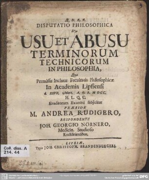 Disputatio philosophica De usu et abusu terminorum technicorum in philosophia