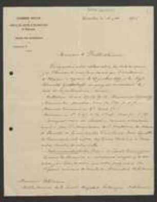 Brief von Edmond Marchal von des Lettres et des Beaux-Arts Belgique Academie Royale des Sciences an Franz Vollmann