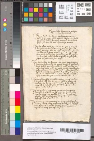 Memories van de begeerten van Mevrouw Van Brederode tegen Reiner van Broechusen over de voogdij van haar kinderen bij wijlen den Heere van Brederode, en als gevolg daarvan de regeering van het slot, stad en land van Vianen, omstreeks 1475. 2 stuks.