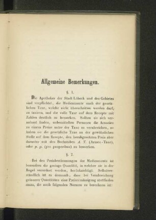Allgemeine Bemerkungen.