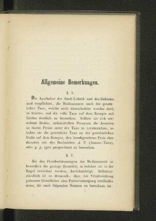 Allgemeine Bemerkungen.