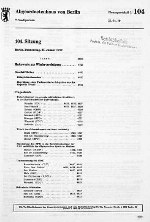 Nr. 104, 25. Januar 1979