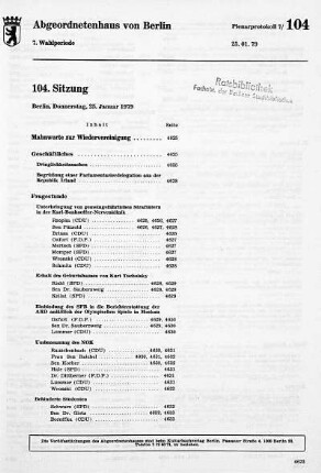 Nr. 104, 25. Januar 1979