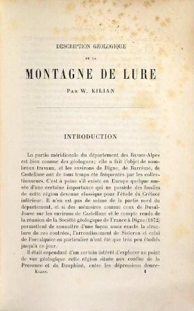 Description géologique de la montagne de Lure, Basses-Alpes