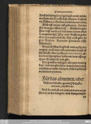 Für das abnemen/ oder Schwindsucht (gnant Phthisis) wie dem zuhelffen sei.
