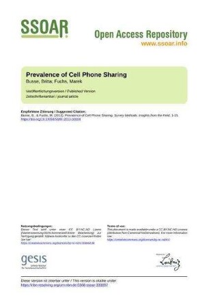 Prevalence of Cell Phone Sharing