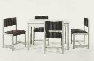 Eßtisch mit vier Stühlen (Stuhl mit gepolsterter Sitzfläche und Rückenlehne) (1978)