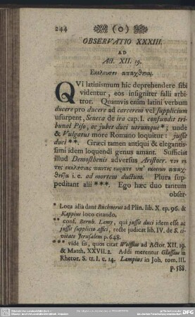 Observatio XXXIII. Ad Act. XII. 19.