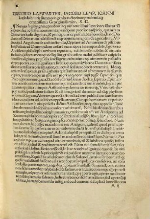 Qvae hoc libro continentvr: Georgii Simler Vuimpinensis observationes de arte grammatica, de literis grecis ac diphthongis et quemadmodum ad nos veniant, abbrevationes quibus frequentissime graeci utuntur, erotemata Guarini ex Chrysdorae libello maiusculo cum interpretatione latina, isagogicum sive introductorium in literas graecas