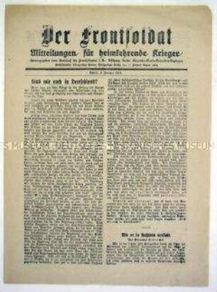 Mitteilungsblatt für Kriegsheimkehrer "Der Frontsoldat"