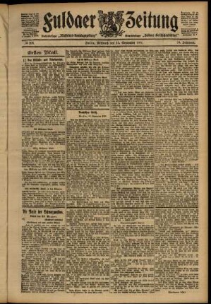 Erste Ausgabe vom Mittwoch, den 11. September 1907.