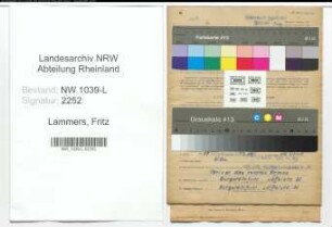 Entnazifizierung Fritz Lammers , geb. 11.09.1907 (Angestellter)