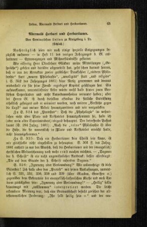 Abermals Herbart und Herbartianer : (Schluß)