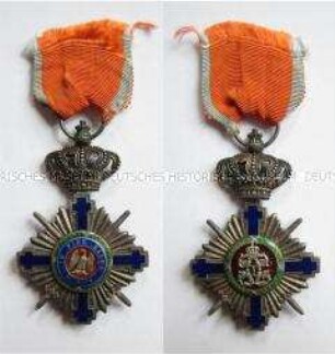 Orden des Sterns von Rumänien, Kreuz mit Schwertern für Offiziere / Ritter, 1. Modell, Königreich Rumänien