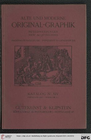 Nr. 14: Katalog / Gutekunst & Klipstein