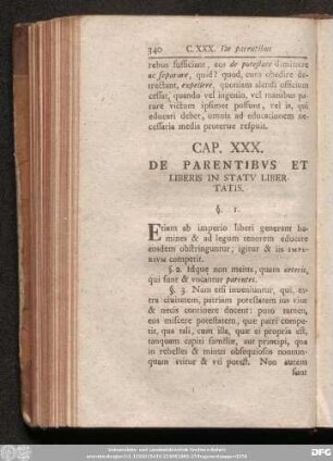 Cap. XXX. De Parentibus Et Liberis In Statu Libertatis.